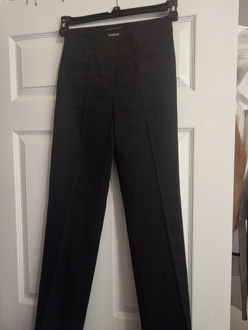 bebe Black High-Rise Wide-Leg Trousers
